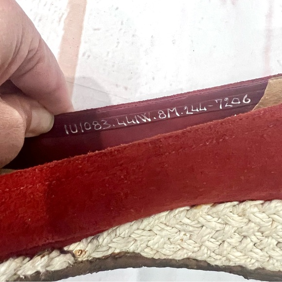Vintage Salvatore Ferragamo Red Suede Espadrille Wedge Sandals - Picture 7 of 9